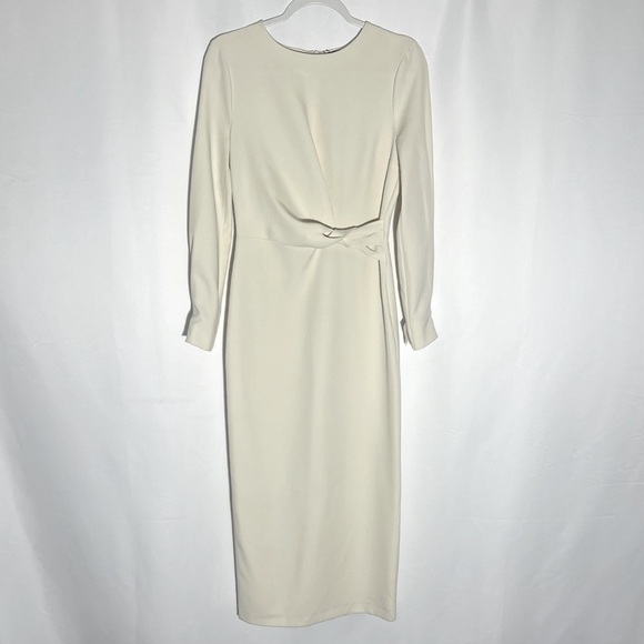 ZARA Long Sleeve Elegant Dress- Ivory - Picture 4 of 10